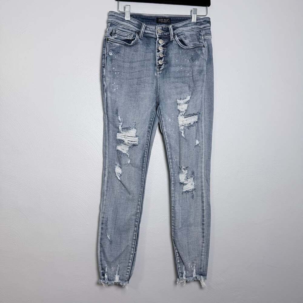 Judy Blue Skinny Fit Jeans Size 9/29 Distressed Raw Hem